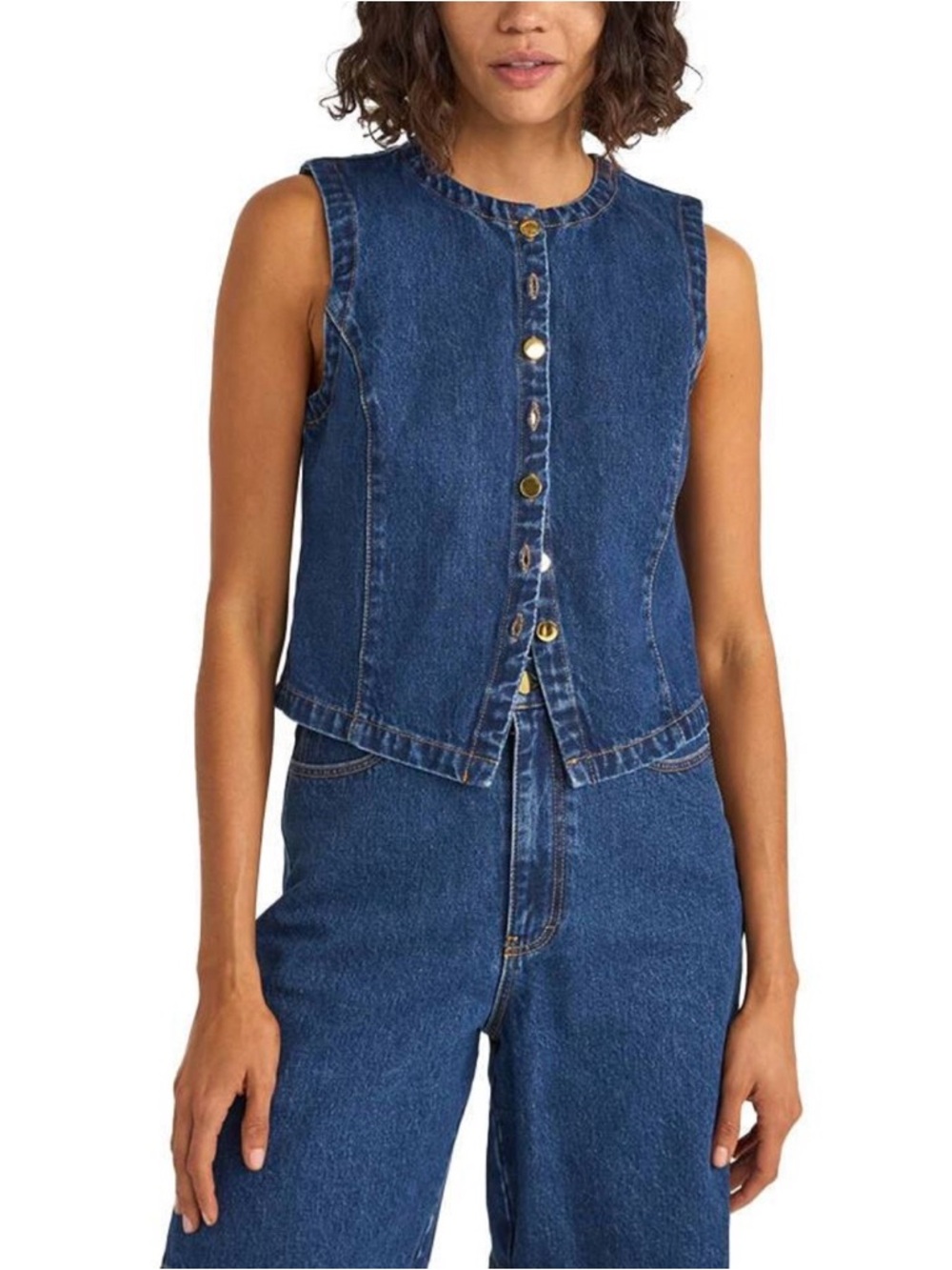 Rhythm Blue Denim Button-Front Women’s Vest